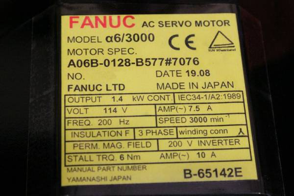 Fanuc-A06B-0128-B5777076-AC-MOTOR-A63000-I64-WKEYWAY-IP67-1-YEAR-WARRANTY-123902978230-3