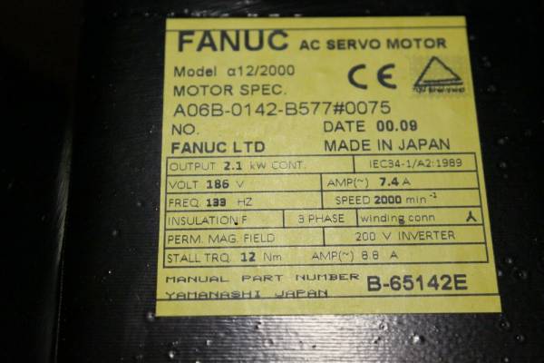 Fanuc-A06B-0142-B5770075-AC-MOTOR-A122000-I64-TSHAFT-1-YEAR-WARRANTY-124699467960-3