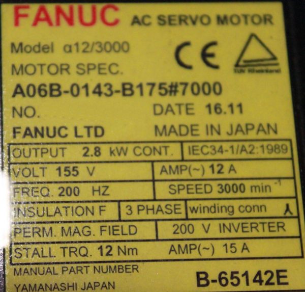 Fanuc-A06B-0143-B1757000-AC-MOTOR-A123000-A64-WBRAKE-1-YEAR-WARRANTY-122229859590-3
