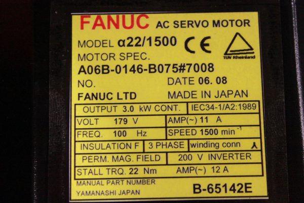 Fanuc-A06B-0146-B0757008-AC-MOTOR-A221500-A64-WKEYWAY-1-YEAR-WARRANTY-122720629040-3