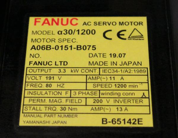 Fanuc-A06B-0151-B075-AC-MOTOR-A301200-A64-PULSE-1-YEAR-WARRANTY-123856965510-3