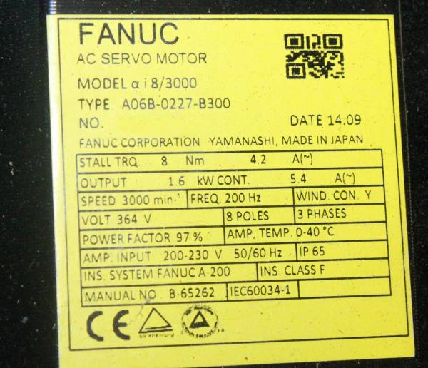 Fanuc-A06B-0227-B300-AC-MOTOR-AIF83000I-AIA1000-BRK-8NM-TPKY-1-YEAR-WARRANTY-124882816080-2