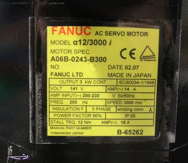Fanuc-A06B-0243-B300-AC-MOTOR-AIF124000-AIA1000-BRAK-1-YEAR-WARRANTY-121658624670-5