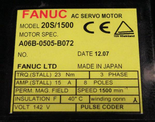 Fanuc-A06B-0505-B072-AC-MOTOR-20S1500-SERIAL-A-1-YEAR-WARRANTY-123767715560-3