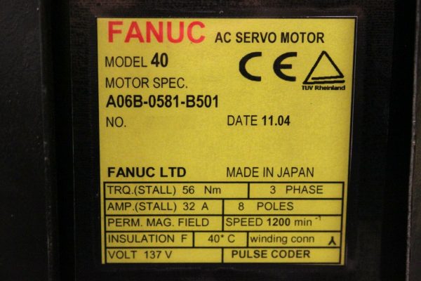 Fanuc-A06B-0581-B501-AC-MOTOR-40-2000P-WFAN-TAPER-SHAFT-1-YEAR-WARRANTY-123682466990-3