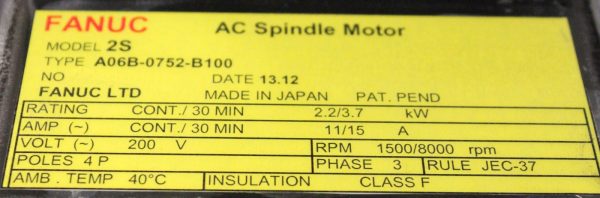 Fanuc-A06B-0752-B100-AC-SPINDLE-MOTOR-2S-FLANGE-MNT-1-YEAR-WARRANTY-121814449050-6