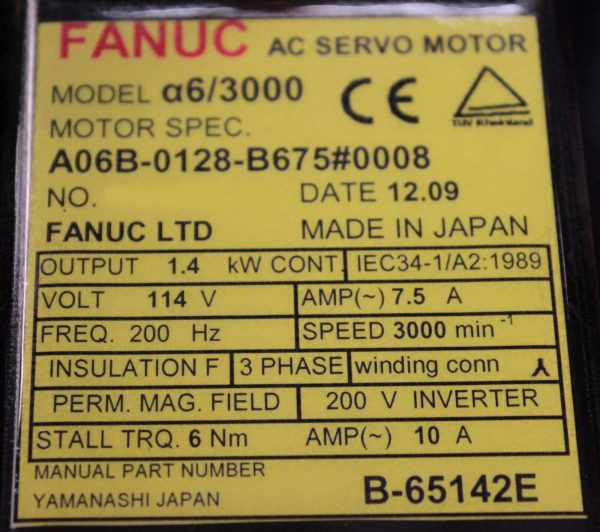 Fanuc-A06B-0128-B6750008-AC-MOTOR-A63000-A64-BRAKE-KEY-1-YEAR-WARRANTY-122082631941-2