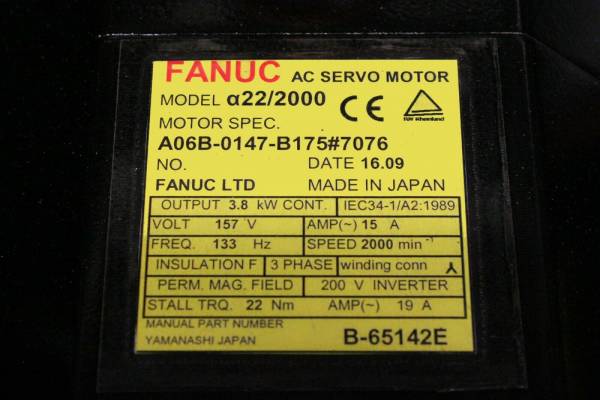 Fanuc-A06B-0147-B1757076-AC-MOTOR-A222000-A64-BRAKE-KY-1-YEAR-WARRANTY-123942188341-3
