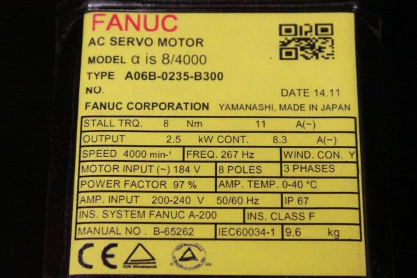 Fanuc-A06B-0235-B300-AC-MOTOR-AIS84000-AIA1000-BRK-8NM-TP-1-YEAR-WARRANTY-122839095061-3