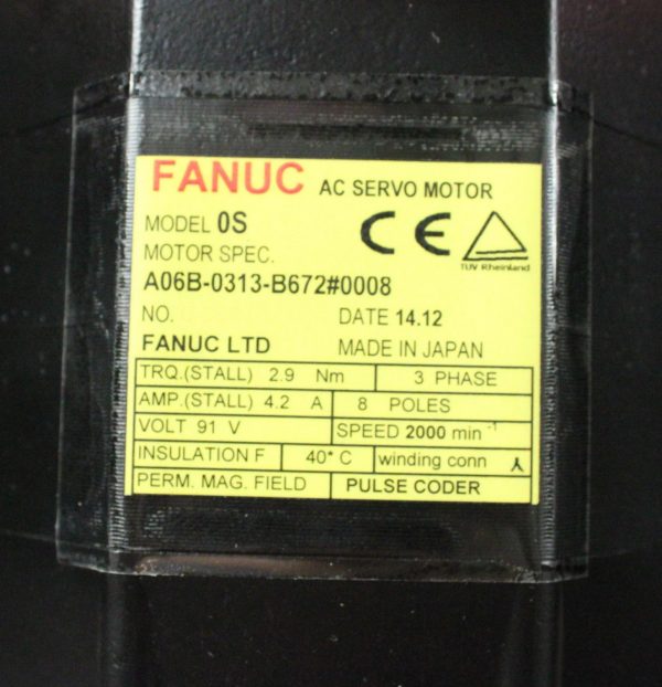 Fanuc-A06B-0313-B6720008-AC-MOTOR-0S-SERA-BRAKE-KEYWAY-1-YEAR-WARRANTY-121723897321-3