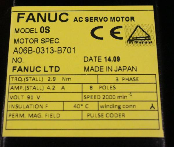 Fanuc-A06B-0313-B701-AC-MOTOR-0S-2000P-BRAKE-STRT-1-YEAR-WARRANTY-124834320441-3