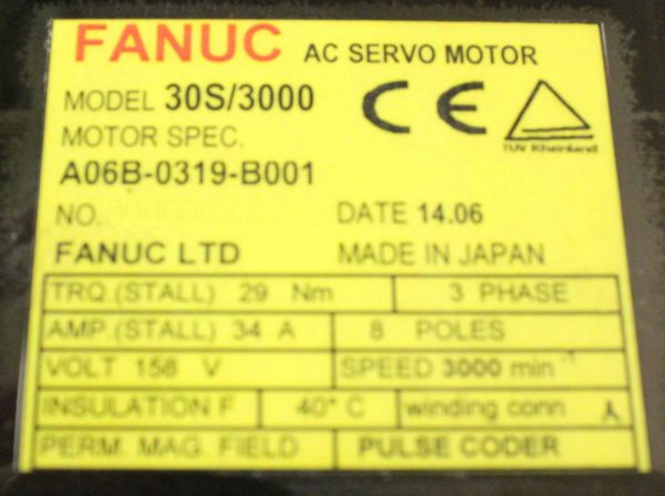 Fanuc-A06B-0319-B001-AC-MOTOR-30S3000-2000P-1-YEAR-WARRANTY-121759982871-5