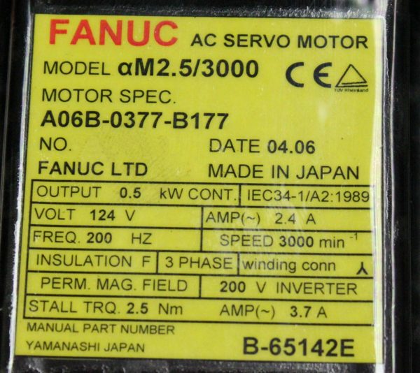 Fanuc-A06B-0377-B177-AC-MOTOR-AM253000-I64-BRAKE-1-YEAR-WARRANTY-123631464041-3