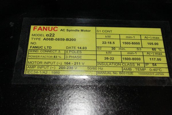 Fanuc-A06B-0859-B200-AC-SPINDLE-MOTOR-A22-FOOT-MNT-1-YEAR-WARRANTY-123324869991-4