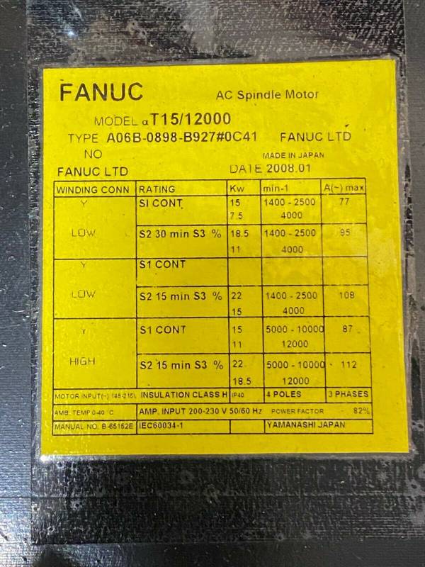 Fanuc-A06B-0898-B9270C41-AC-SPINDLE-MOTOR-AT1512000-1-YEAR-WARRANTY-124834417661-4
