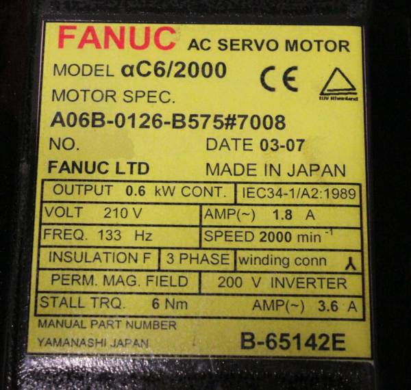 Fanuc-A06B-0126-B5757008-AC-MOTOR-AC62000-A64-WKEYWAY-1-YEAR-WARRANTY-124597855882-3