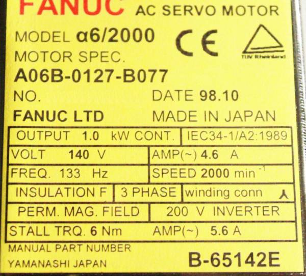 Fanuc-A06B-0127-B077-AC-MOTOR-A62000-I64-PULSE-1-YEAR-WARRANTY-124096813562-3
