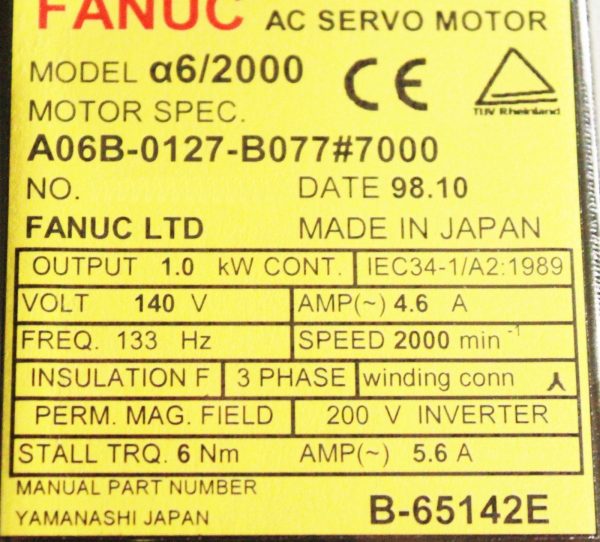 Fanuc-A06B-0127-B0777000-AC-MOTOR-A62000-I64-PULSE-1-YEAR-WARRANTY-122299877472-2