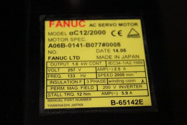 Fanuc-A06B-0141-B0770008-AC-MOTOR-AC122000-I64-KEYWAY-1-YEAR-WARRANTY-123612359772-3