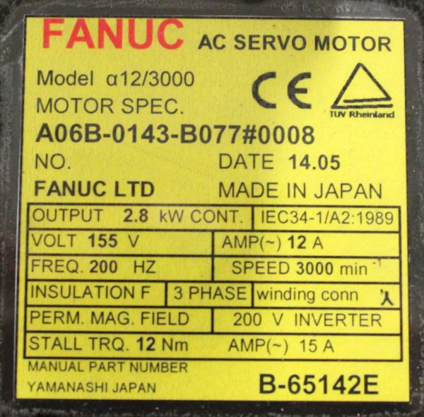 Fanuc-A06B-0143-B0770008-AC-MOTOR-A123000-I64-WKEYWAY-1-YEAR-WARRANTY-121811210062-4