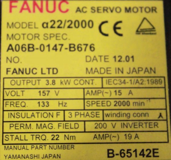 Fanuc-A06B-0147-B676-AC-MOTOR-A222000-A64C-BRK-TS-1-YEAR-WARRANTY-122239387862-4