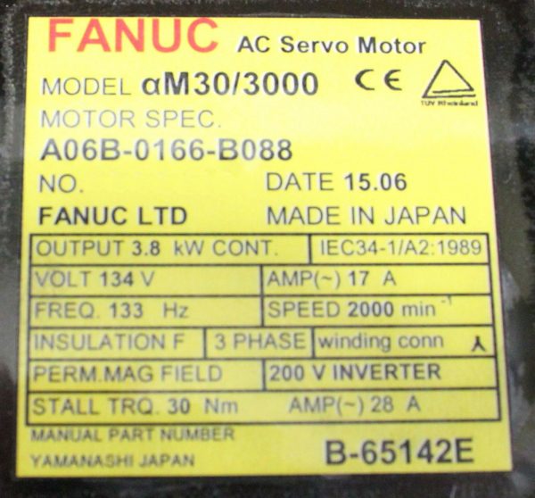 Fanuc-A06B-0166-B088-AC-MOTOR-AM303000-A1000-1-YEAR-WARRANTY-122487313472-4