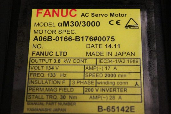 Fanuc-A06B-0166-B1760075-AC-MOTOR-AM303000-A64C-BRAKE-IP67-1-YEAR-WARRANTY-123083809132-3
