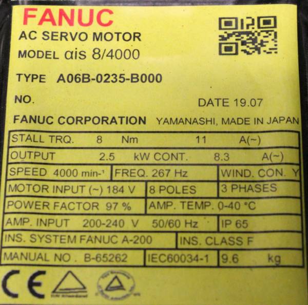 Fanuc-A06B-0235-B000-AC-MOTOR-AIS84000-AIA1000-TPKY-1-YEAR-WARRANTY-123867512992-3