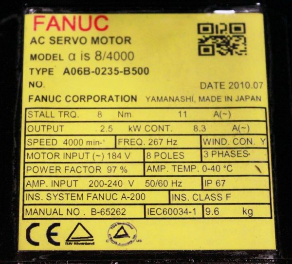 Fanuc-A06B-0235-B500-AC-MOTOR-AIS84000-AIA1000-BRK-8NM-STR1-YEAR-WARRANTY-122359550672-4