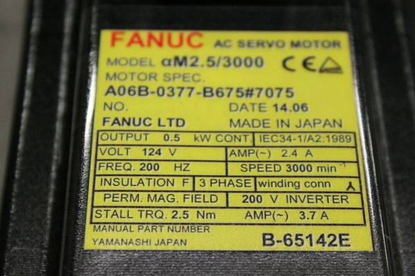 Fanuc-A06B-0377-B6757075-AC-MOTOR-AM253000-A64-BRAKE-IP67-1-YEAR-WARRANTY-124838813982-3