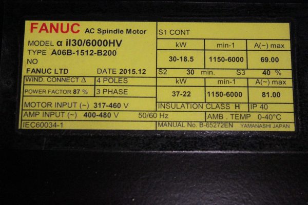 Fanuc-A06B-1512-B200-SP-MOTOR-aiI-306000HV-FOOT-MOUNT-iM-EXH-REAR-1-YR-WARRANTY-122932729662-3