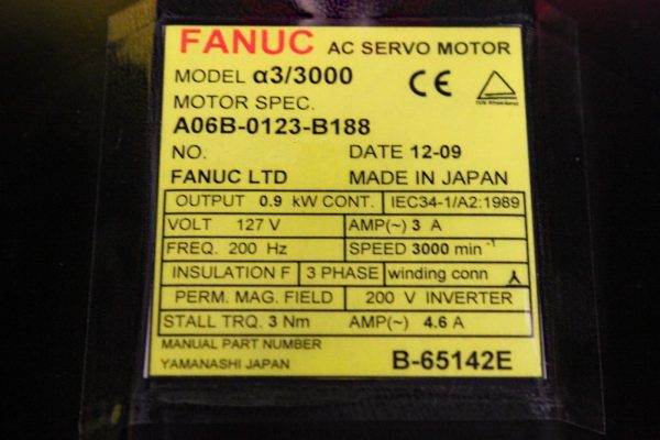 Fanuc-A06B-0123-B188-AC-MOTOR-A33000-A1000-WBRAKE-1-YEAR-WARRANTY-123539360693-3