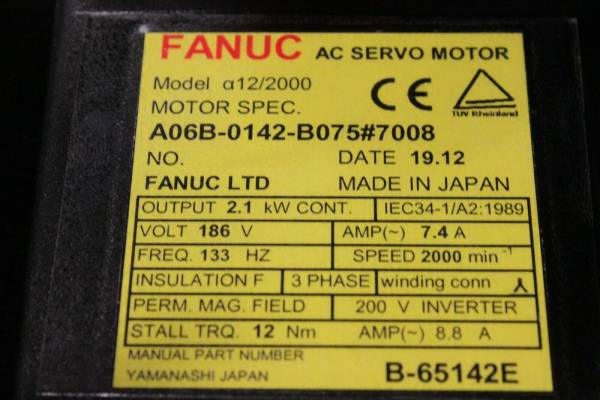 Fanuc-A06B-0142-B0750008-AC-MOTOR-A122000-A64-WKEYWAY-1-YEAR-WARRANTY-124039720473-3