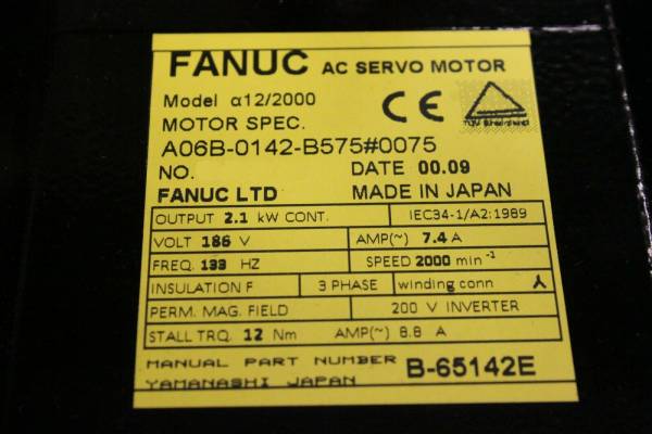 Fanuc-A06B-0142-B5750075-AC-MOTOR-A122000-A64-1-YEAR-WARRANTY-124643797403-3