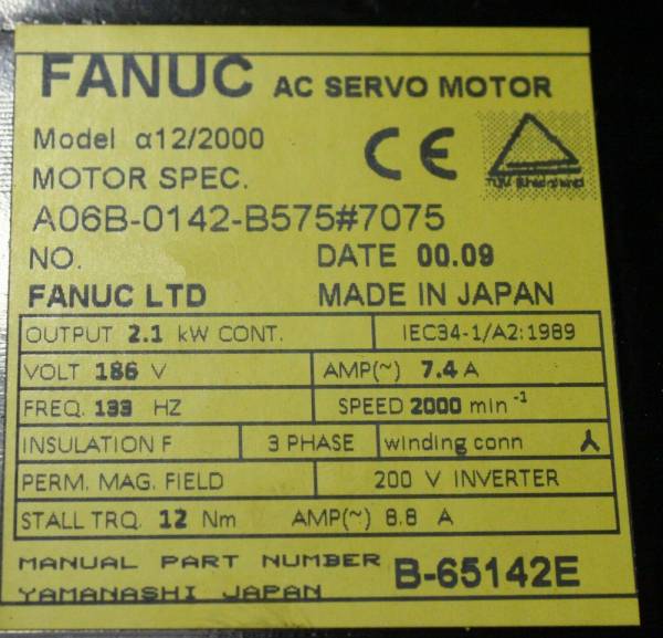 Fanuc-A06B-0142-B5757075-AC-MOTOR-A122000-A64-1-YEAR-WARRANTY-124643796773-3