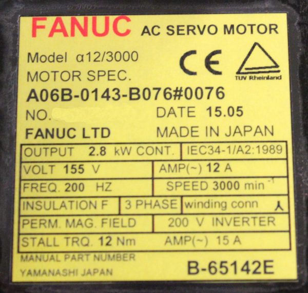 Fanuc-A06B-0143-B0760076-AC-MOTOR-A123000-A64SCAP-1-YEAR-WARRANTY-121774694893-4