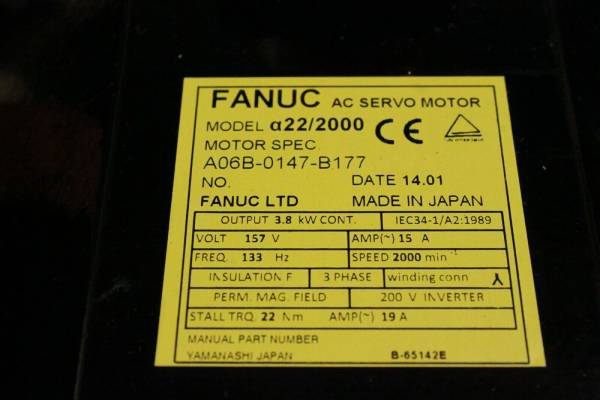 Fanuc-A06B-0147-B177-AC-MOTOR-A222000-A64-BRAKE-KY-1-YEAR-WARRANTY-124876491583-3