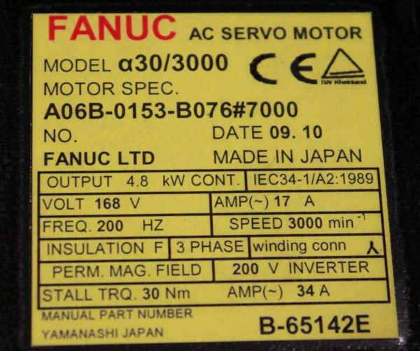 Fanuc-A06B-0153-B0767000-AC-MOTOR-A303000-A64SCAP-1-YEAR-WARRANTY-122551683743-3