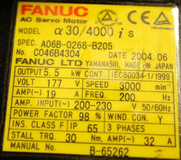 Fanuc-A06B-0268-B205-AC-MOTOR-AIS304000-AA64I-KEYWAY-1-YEAR-WARRANTY-121522839233-5