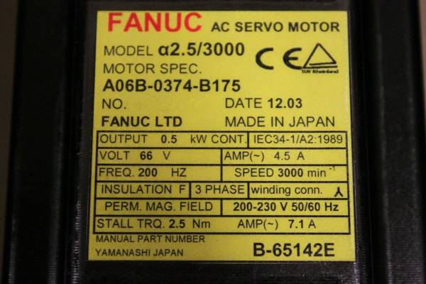 Fanuc-A06B-0374-B175-AC-MOTOR-A253000-A64-WBRAKE-1-YEAR-WARRANTY-123761943753-3