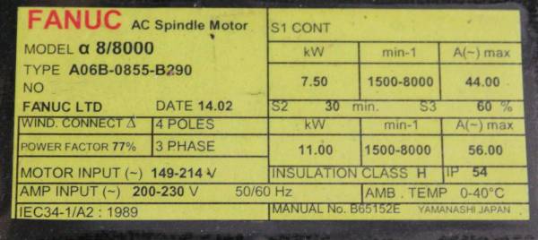 Fanuc-A06B-0855-B290-AC-SPINDLE-MOTOR-A8-MZ-SENSOR-1-YEAR-WARRANTY-123903111823-4