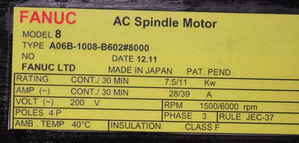 Fanuc-A06B-1008-B6028000-AC-SPINDLE-MOTOR-8-UPWARD-MT-1-YEAR-WARRANTY-121858382683-4