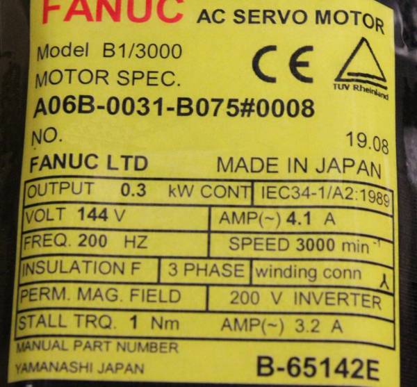 Fanuc-A06B-0031-B0750008-AC-MOTOR-B13000-A32B-WKEYWAY-1-YEAR-WARRANTY-123873562104-2