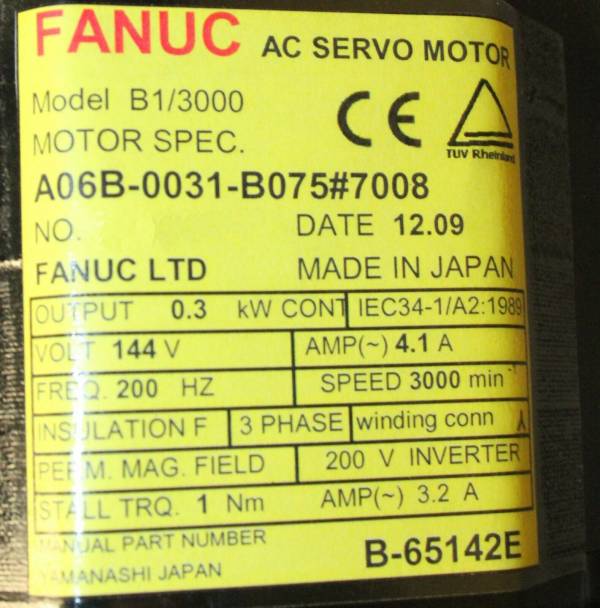 Fanuc-A06B-0031-B0757008-AC-MOTOR-B13000-A32B-WKEYWAY-1-YEAR-WARRANTY-123809059914-2