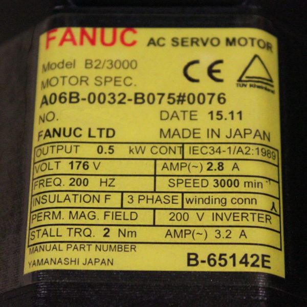 Fanuc-A06B-0032-B0750076-AC-MOTOR-B23000-A32B-WKEYWAY-IP6-1-YEAR-WARRANTY-122850741084-3