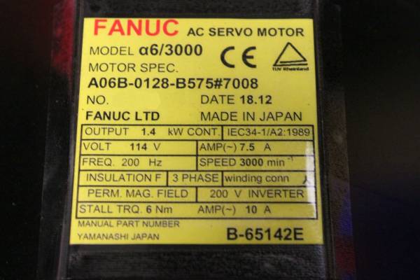 Fanuc-A06B-0128-B5757008-AC-MOTOR-A63000-A64-KEYWAY-1-YEAR-WARRANTY-124983511394-3