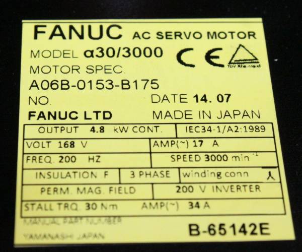 Fanuc-A06B-0153-B175-AC-MOTOR-A303000-A64-WBRAKE-1-YEAR-WARRANTY-125081518174-4