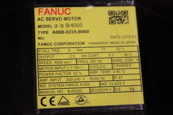 Fanuc-A06B-0235-B400-AC-MOTOR-AIS84000-AIA1000-BRK-8NM-STR-1-YEAR-WARRANTY-122966083264-3