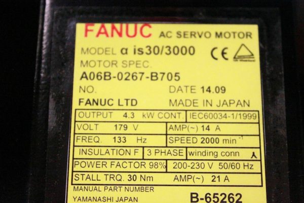 Fanuc-A06B-0267-B705-AC-MOTOR-AM303000I-AIAR128-BRAKE-1-YEAR-WARRANTY-122358772144-3