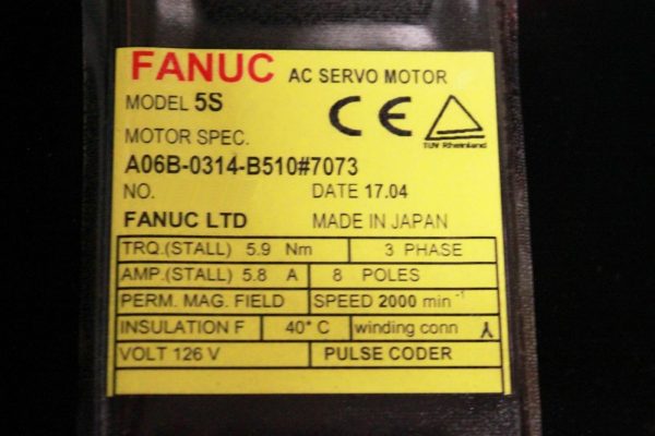 Fanuc-A06B-0314-B5107073-AC-MOTOR-5S-10000P-V-KEYWAY-1-YEAR-WARRANTY-122476210414-3